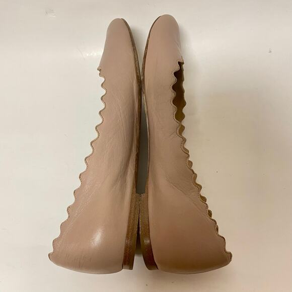 Chloe Scallop Edge Ballet Flat Nude Beige Size EU 38/US 8 - Picture 6 of 9